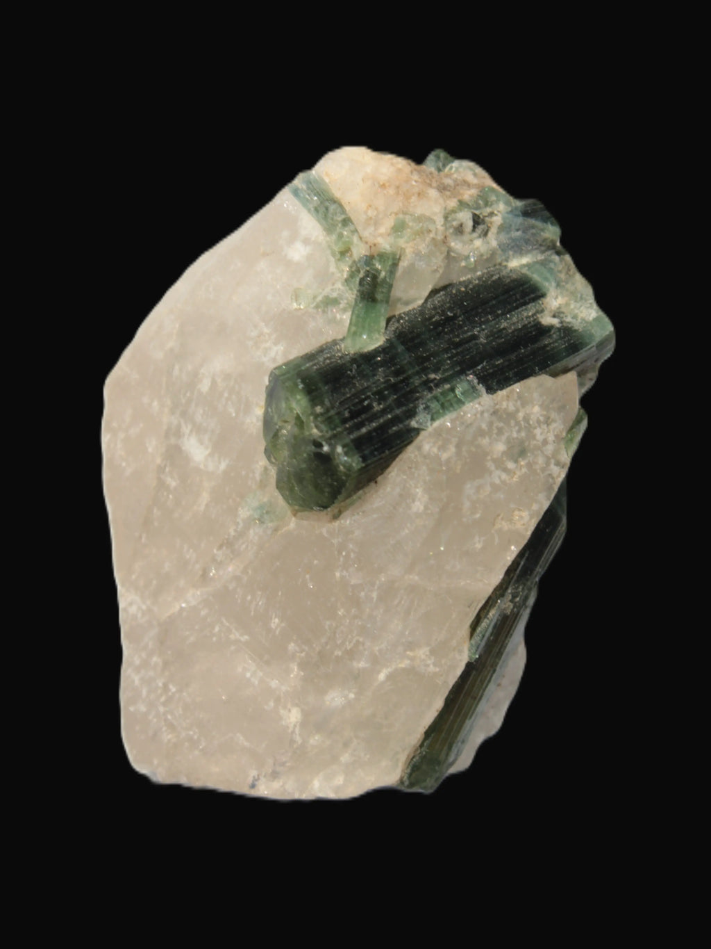 Curved Green Tourmaline crystal on Quartz 123ct  24.6g Rocks and Things Store