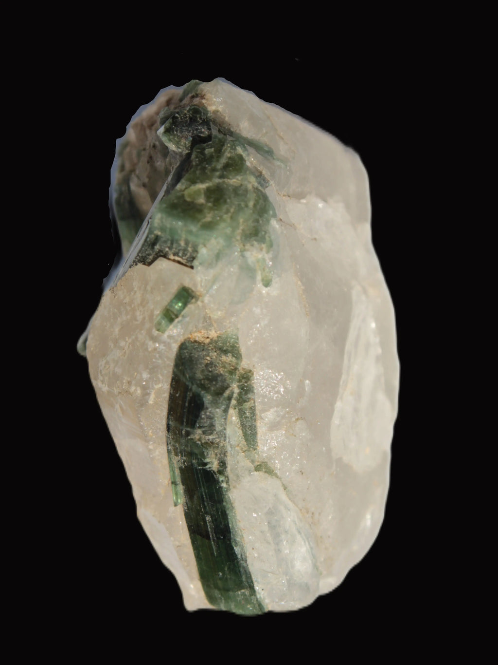 Curved Green Tourmaline crystal on Quartz 123ct  24.6g Rocks and Things Store