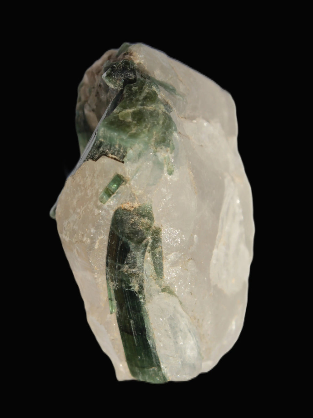 Curved Green Tourmaline crystal on Quartz 123ct  24.6g Rocks and Things Store
