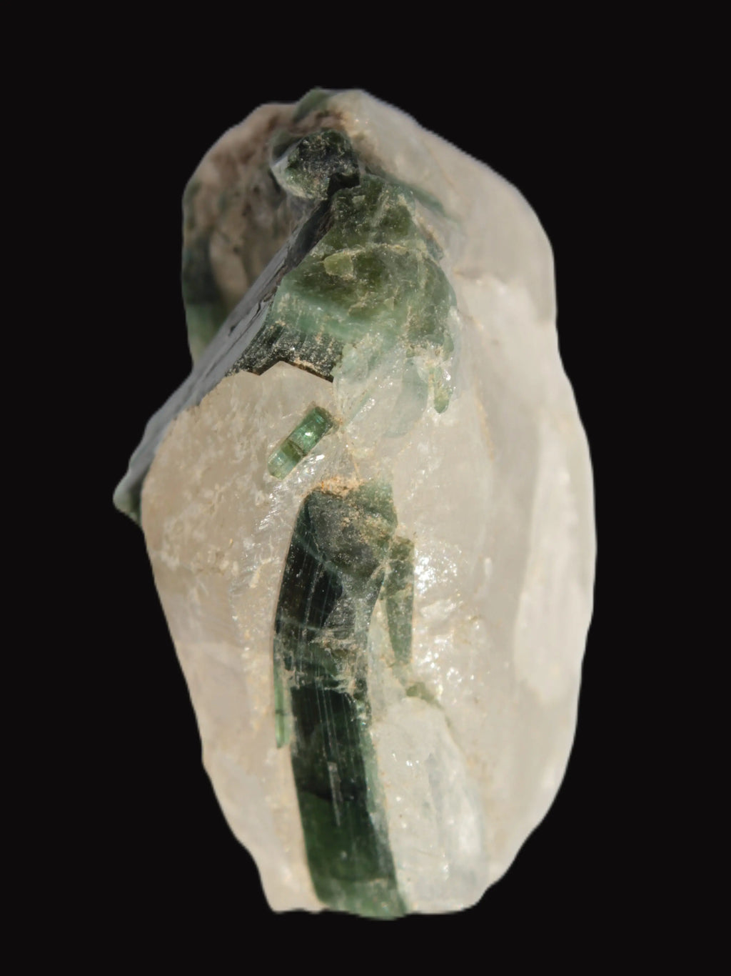 Curved Green Tourmaline crystal on Quartz 123ct  24.6g Rocks and Things Store