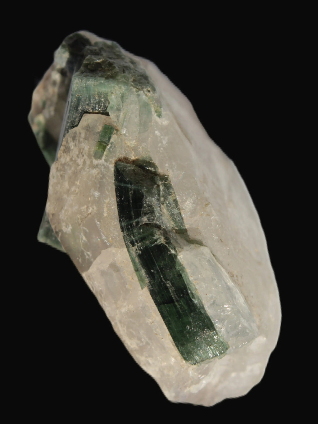 Curved Green Tourmaline crystal on Quartz 123ct  24.6g Rocks and Things Store