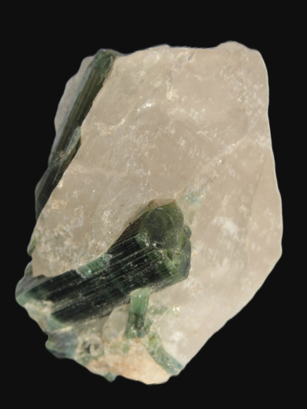 Curved Green Tourmaline crystal on Quartz 123ct  24.6g Rocks and Things Store