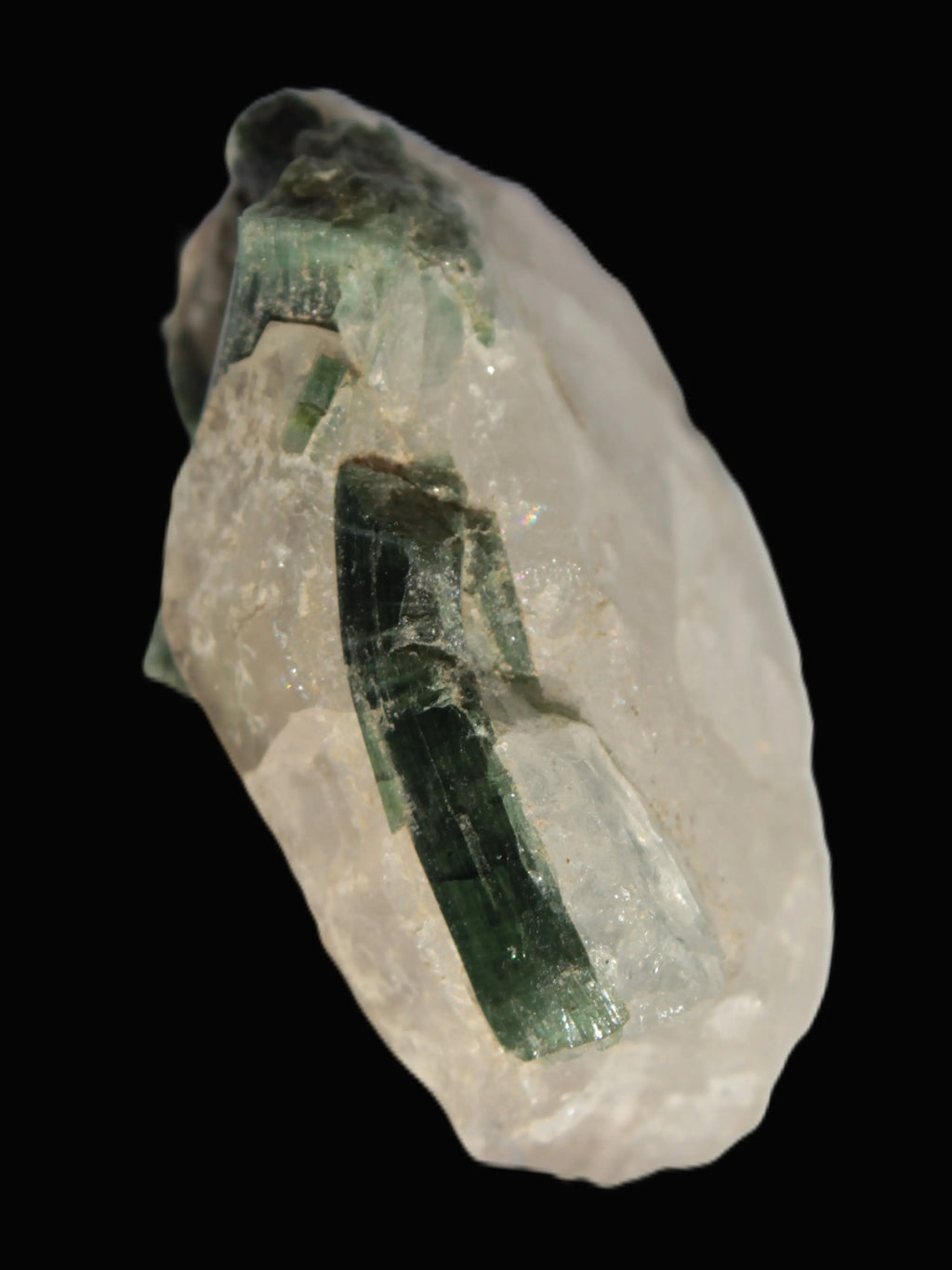 Curved Green Tourmaline crystal on Quartz 123ct  24.6g Rocks and Things Store