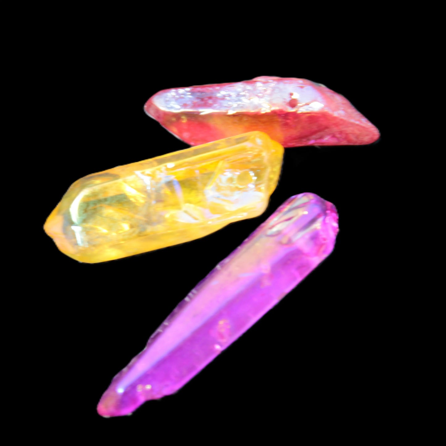 Drilled Angel Aura Quartz crystal points selection Rocks and Things