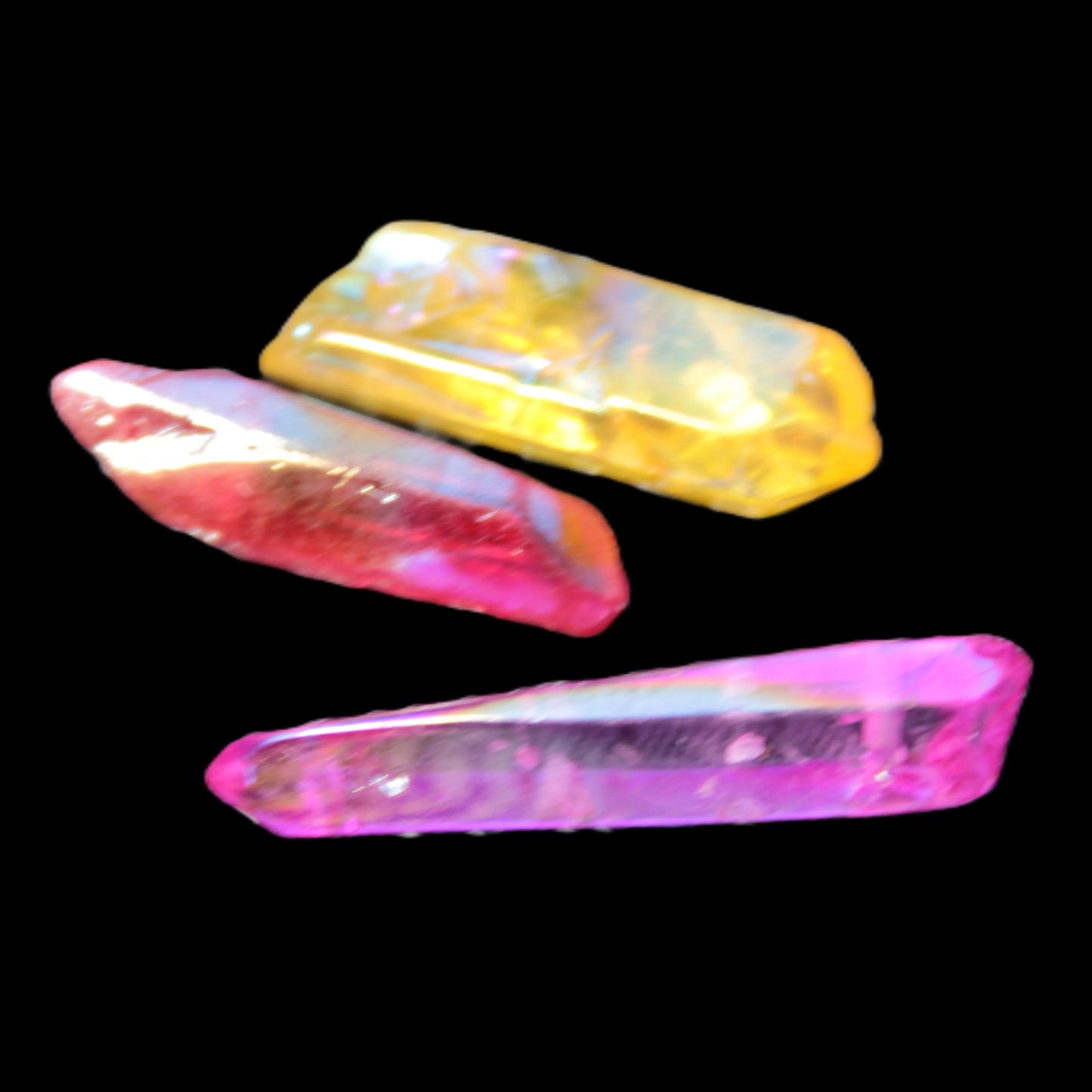 Drilled Angel Aura Quartz crystal points selection Rocks and Things