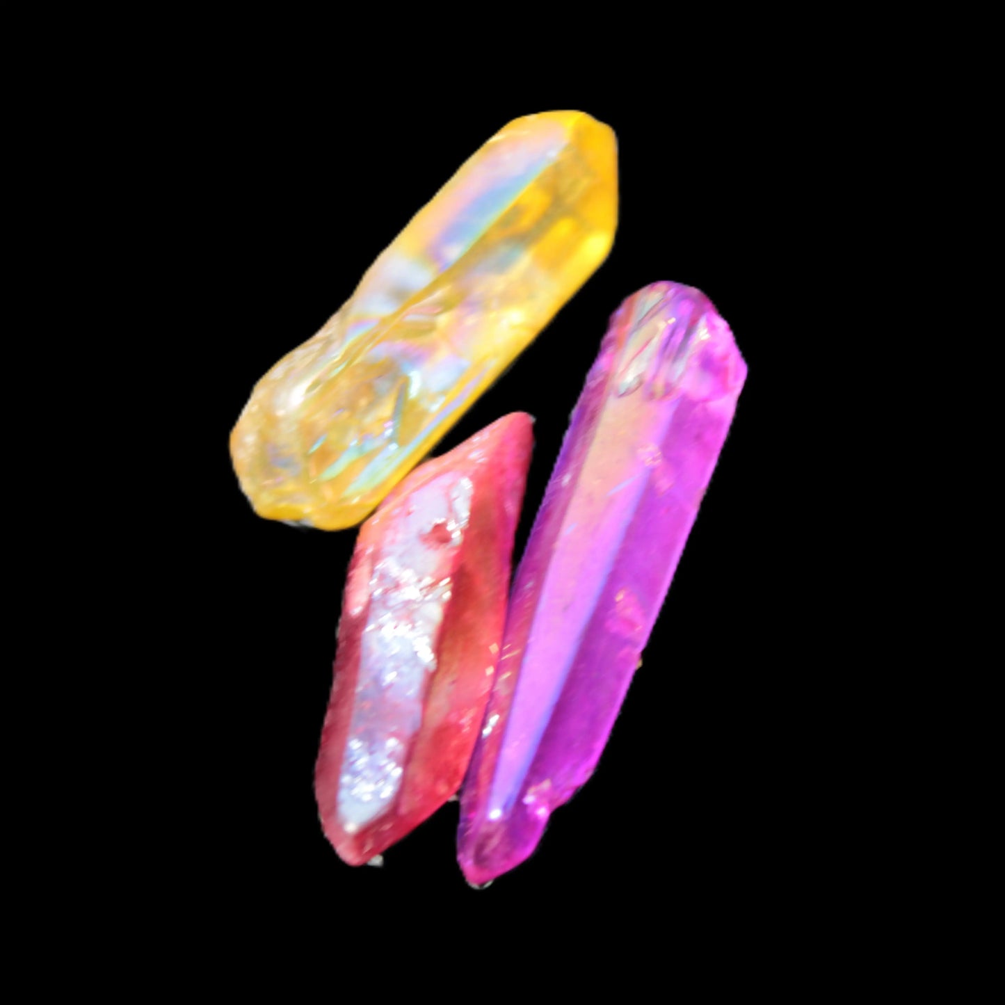 Drilled Angel Aura Quartz crystal points selection Rocks and Things