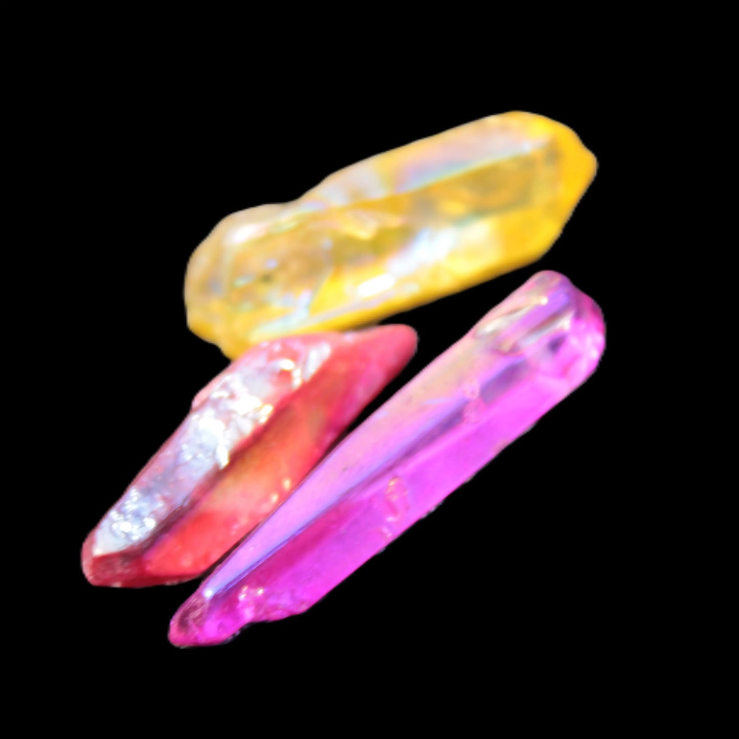 Drilled Angel Aura Quartz crystal points selection Rocks and Things