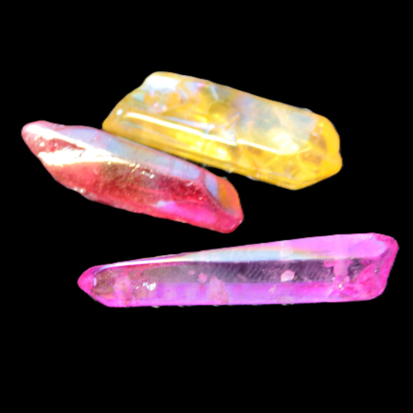 Drilled Angel Aura Quartz crystal points selection Rocks and Things