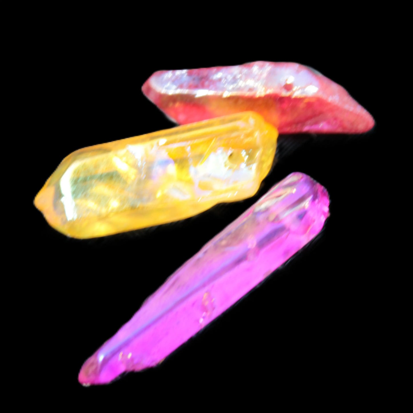 Drilled Angel Aura Quartz crystal points selection Rocks and Things