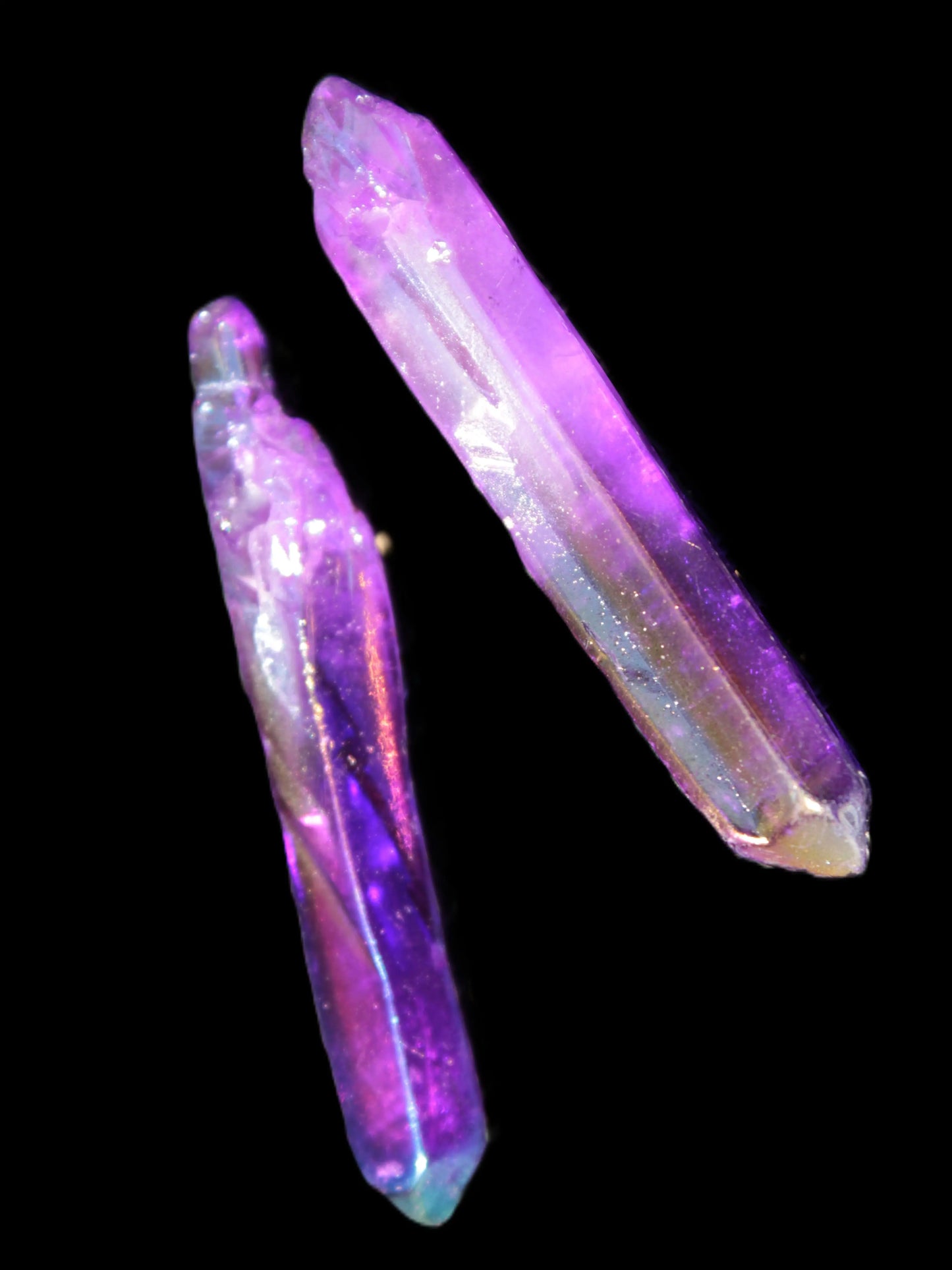 Drilled Angel Aura Quartz crystal points selection Rocks and Things