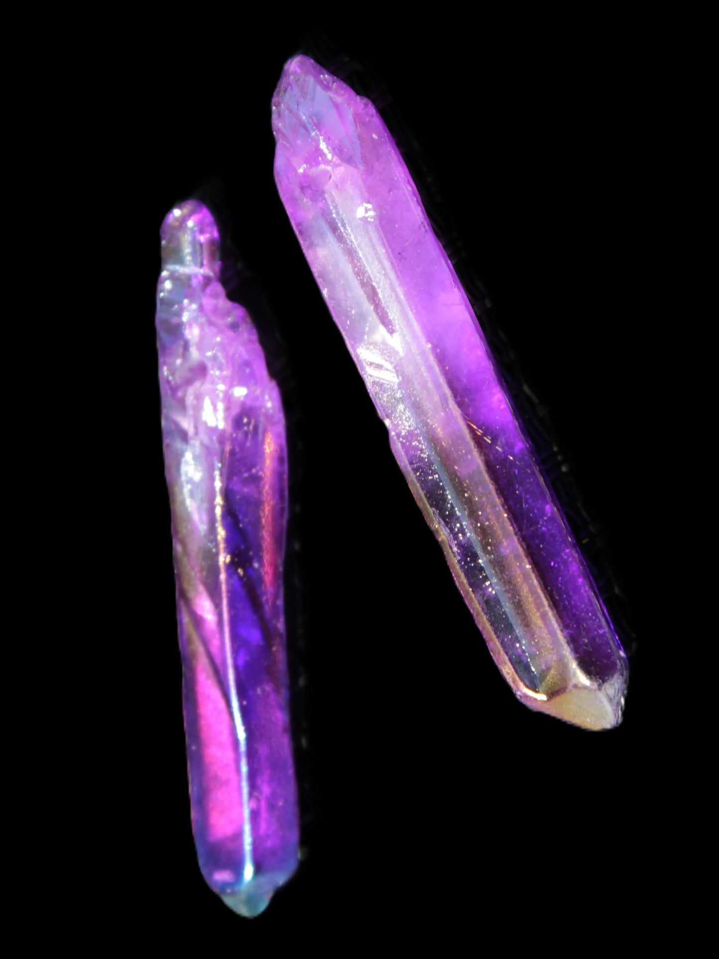 Drilled Angel Aura Quartz crystal points selection Rocks and Things