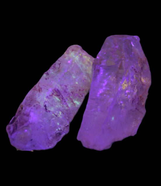Fenster Quartz with hydrocarbons 2 crystals UV reactive 13-14g Rocks and Things