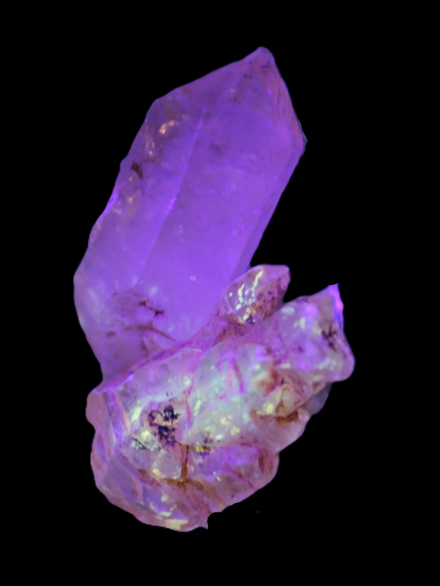 Fenster Quartz with hydrocarbons 2 crystals UV reactive 13-14g Rocks and Things