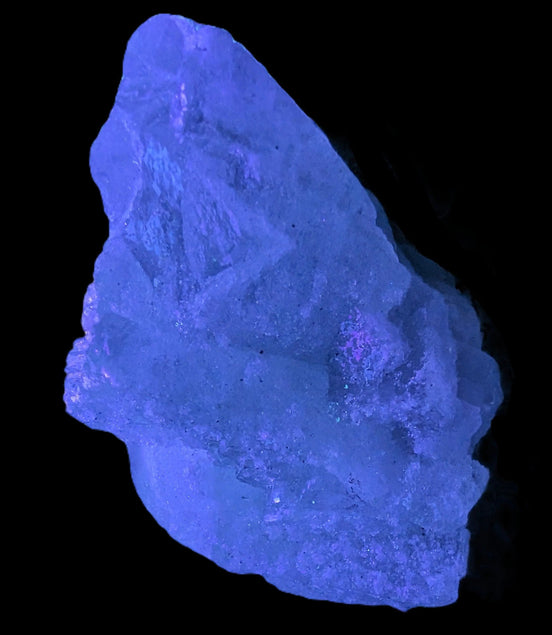 Fluorite translucent cubic cluster 112g  in UV light - Rocks and Things Store 