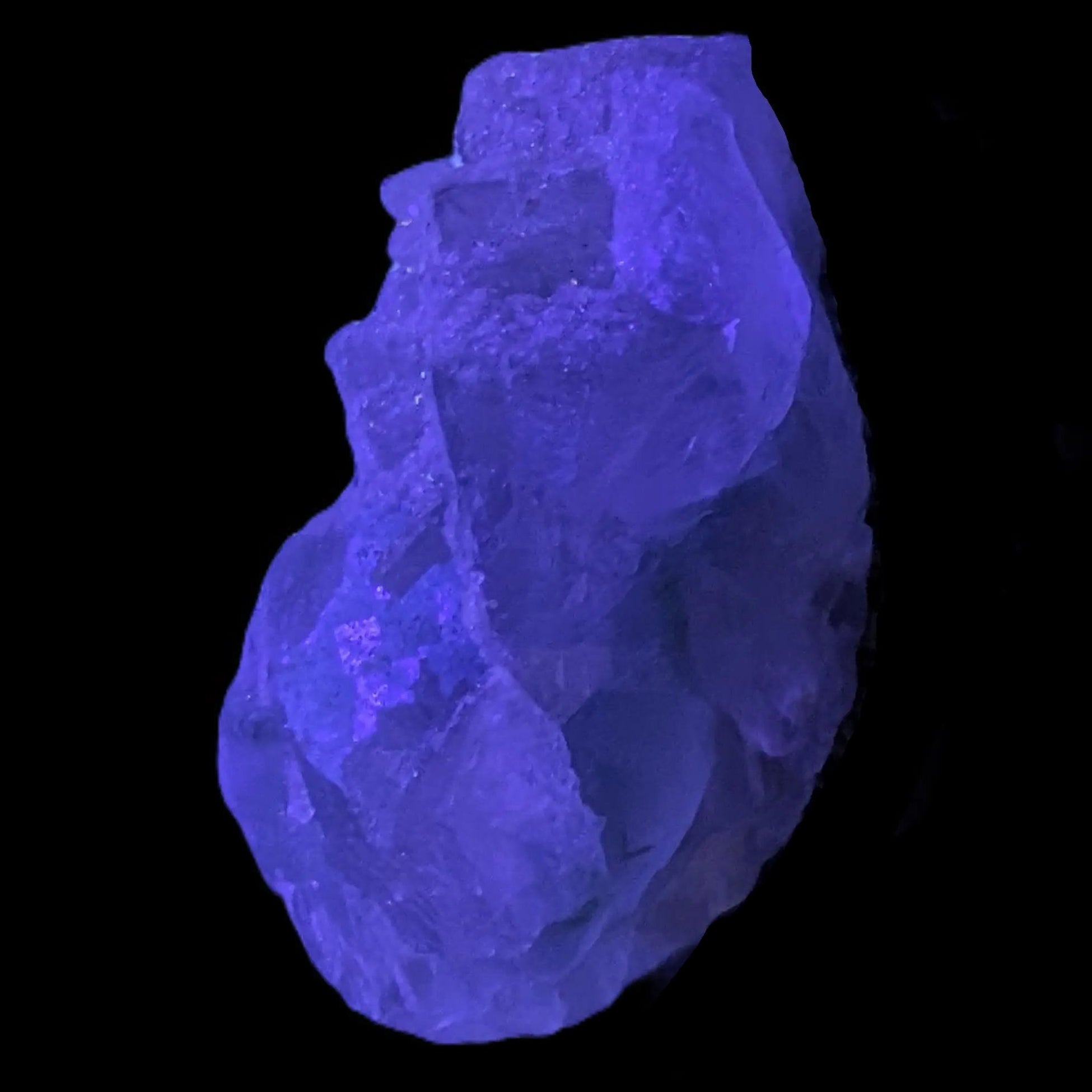Fluorite translucent cubic cluster 112g in UV light- Rocks and Things Store