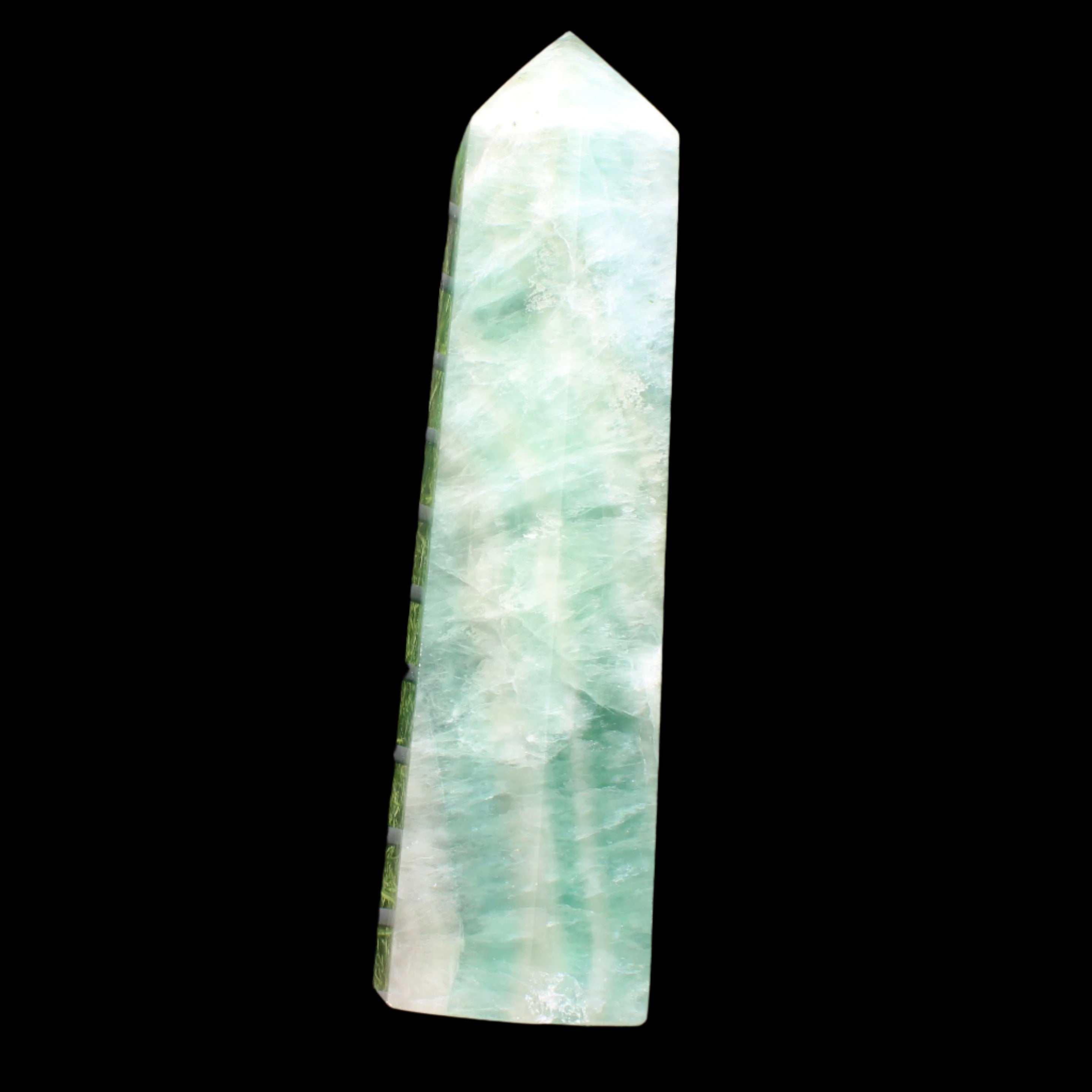 Green Fluorite obelisk 4225g in sunlight, Rocks and Things Store