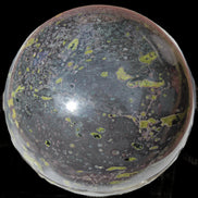 Green Plum Blossom Jade sphere 132mm 3460g in sunlight - Rocks and Things Store