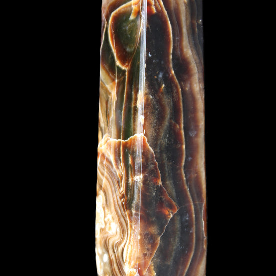 Tall Chocolate Calcite obelisk 154*32mm 439g in UV light - Rocks and Things Store