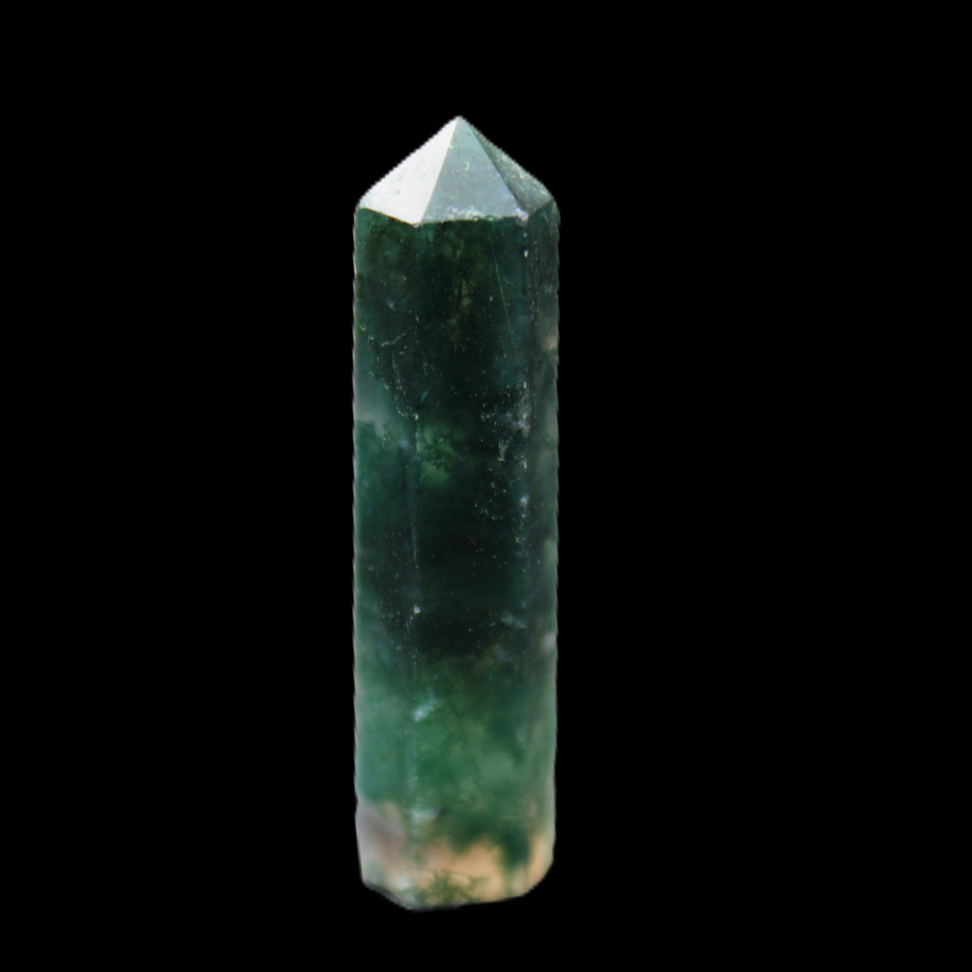 Moss Agate small wand 39mm 6g in sunlight - Rocks and Things Store