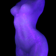Pink Opal hand-carved woman's torso goddess 38*80mm 134.7g in UV light