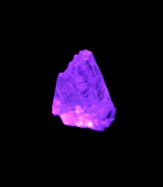 Kunzite crystal from Afghanistan 2-3g in UV light - Rocks and Things Store