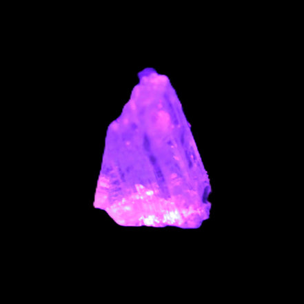 Kunzite crystal from Afghanistan 2-3g in UV light