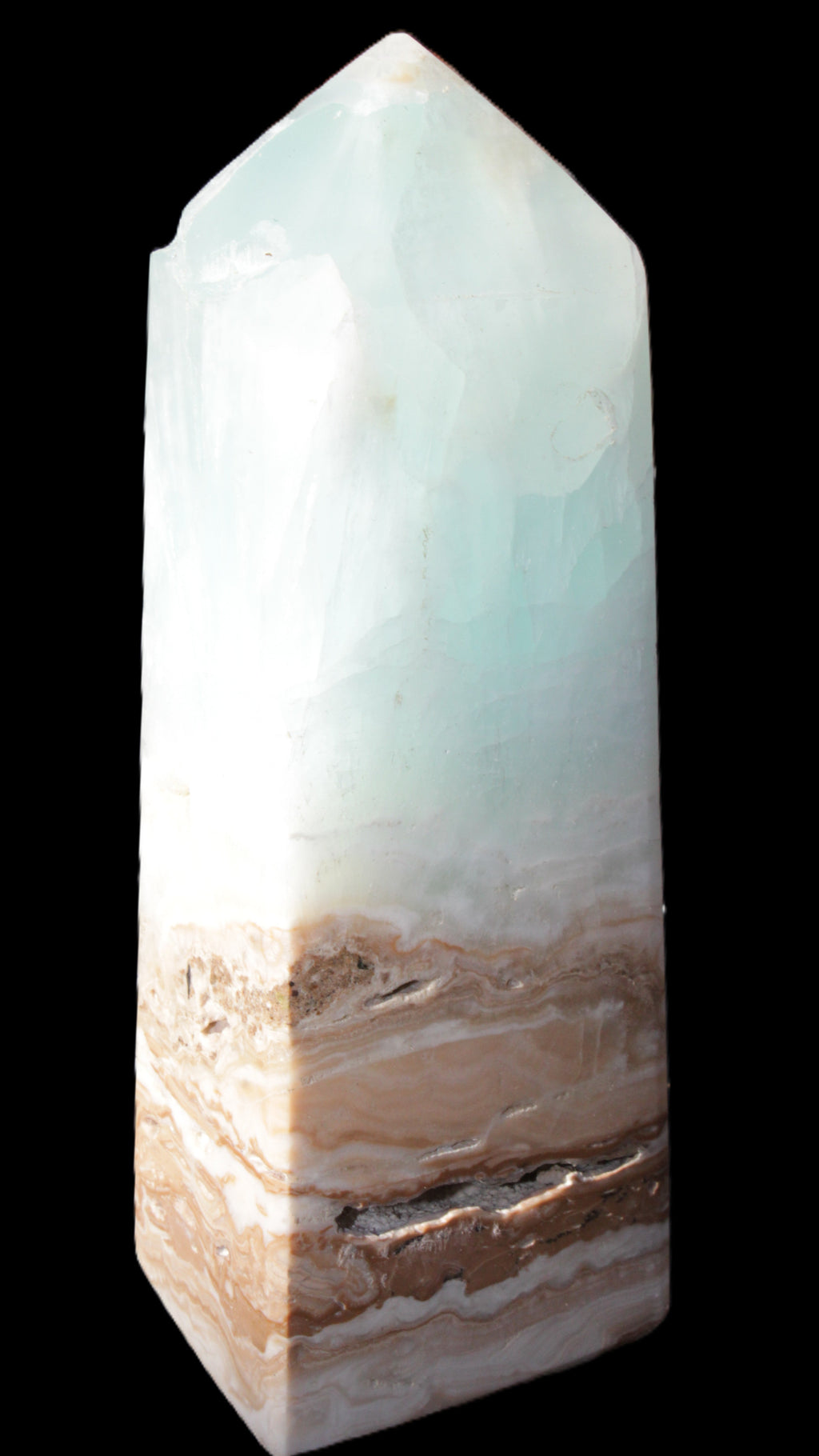 Blue Aragonite Caribbean Calcite obelisk 42*128mm 395g Rocks and Things