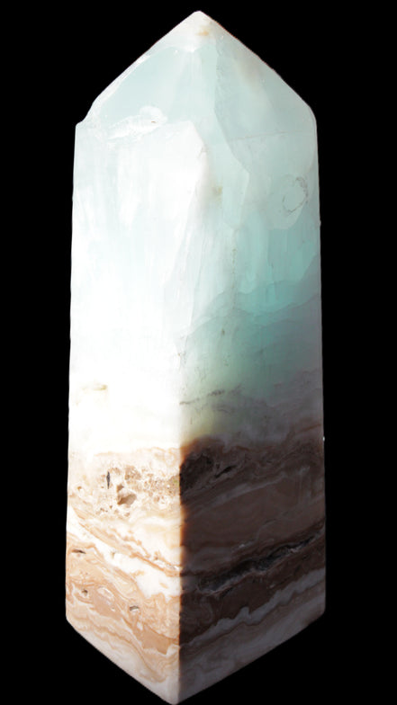 Blue Aragonite Caribbean Calcite obelisk 42*128mm 395g Rocks and Things