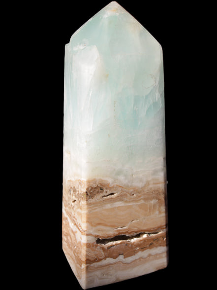Blue Aragonite Caribbean Calcite obelisk 42*128mm 395g Rocks and Things