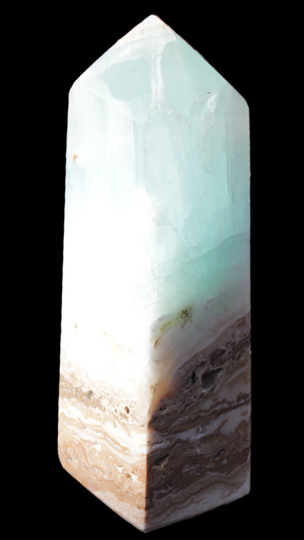 Blue Aragonite Caribbean Calcite obelisk 42*128mm 395g Rocks and Things