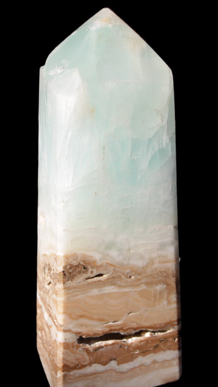 Blue Aragonite Caribbean Calcite obelisk 42*128mm 395g Rocks and Things