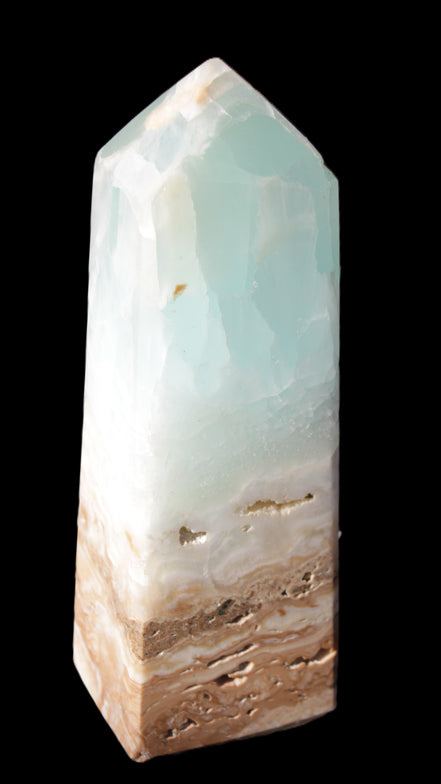 Blue Aragonite Caribbean Calcite obelisk 42*128mm 395g Rocks and Things