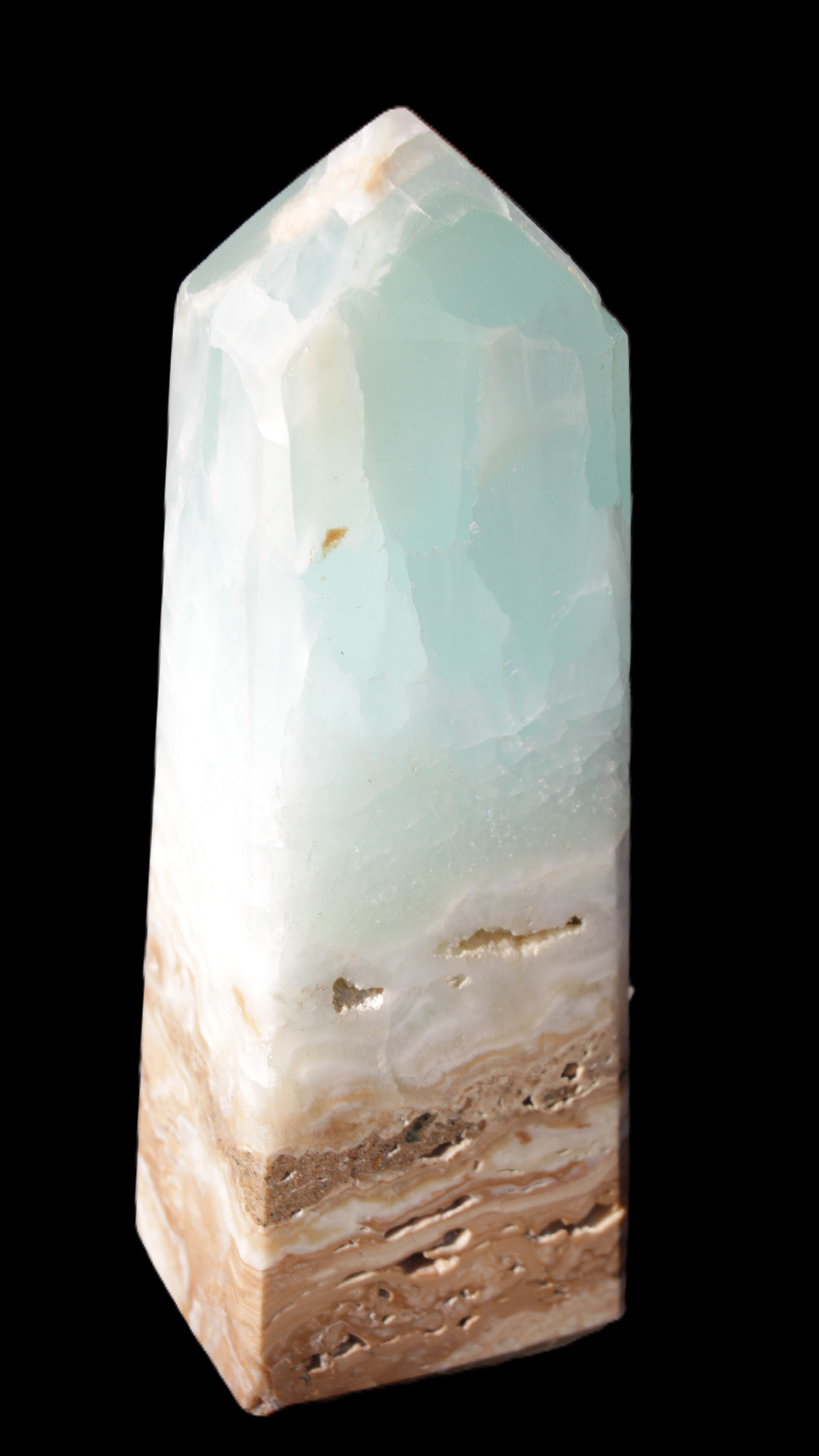 Blue Aragonite Caribbean Calcite obelisk 42*128mm 395g Rocks and Things