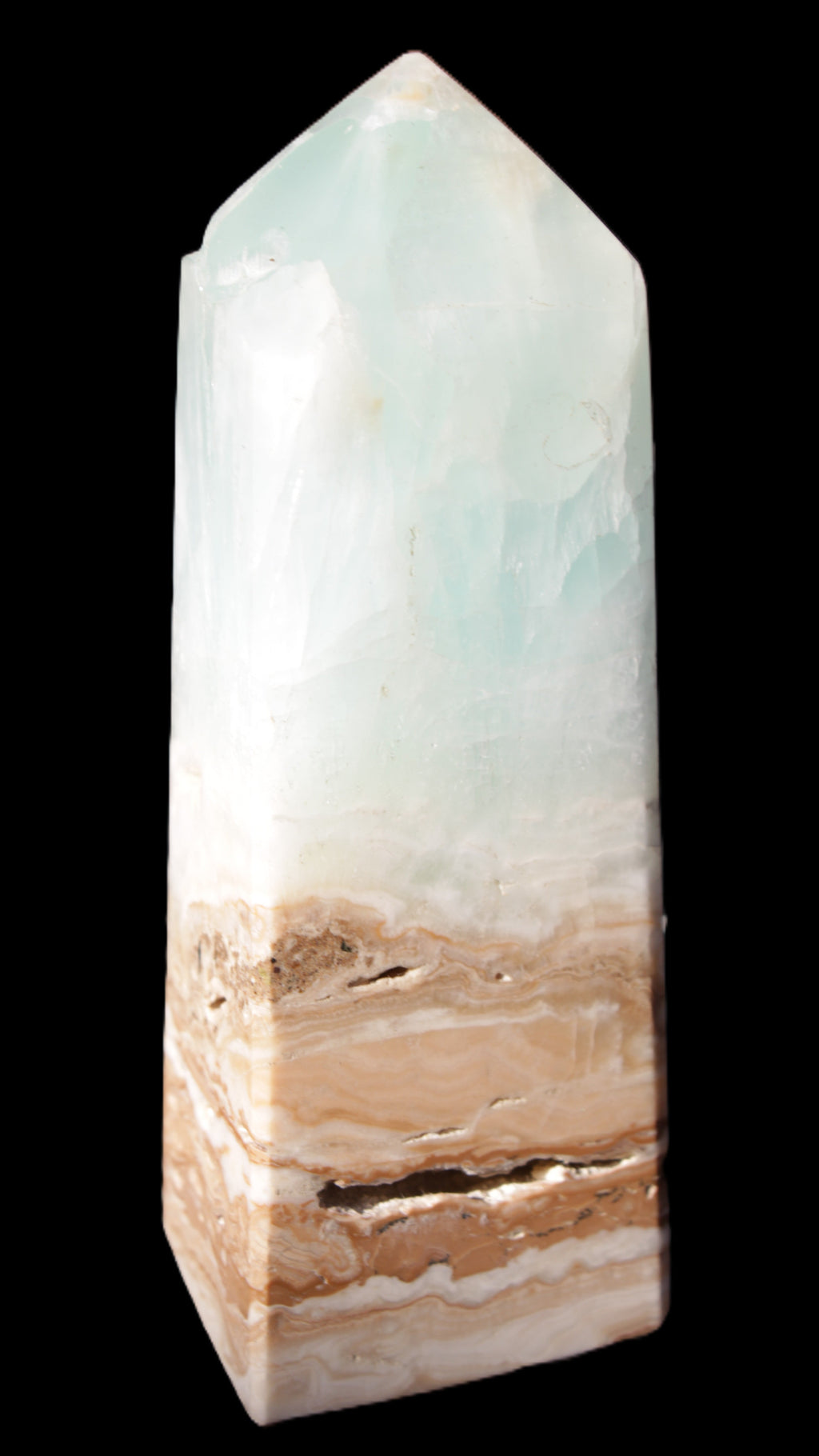 Blue Aragonite Caribbean Calcite obelisk 42*128mm 395g Rocks and Things