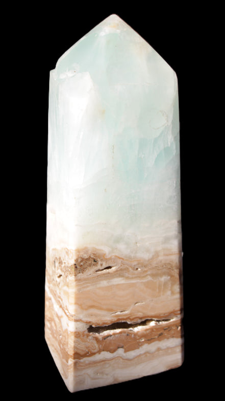 Blue Aragonite Caribbean Calcite obelisk 42*128mm 395g Rocks and Things