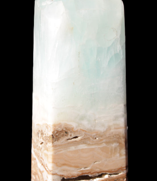 Blue Aragonite Caribbean Calcite obelisk 42*128mm 395g Rocks and Things