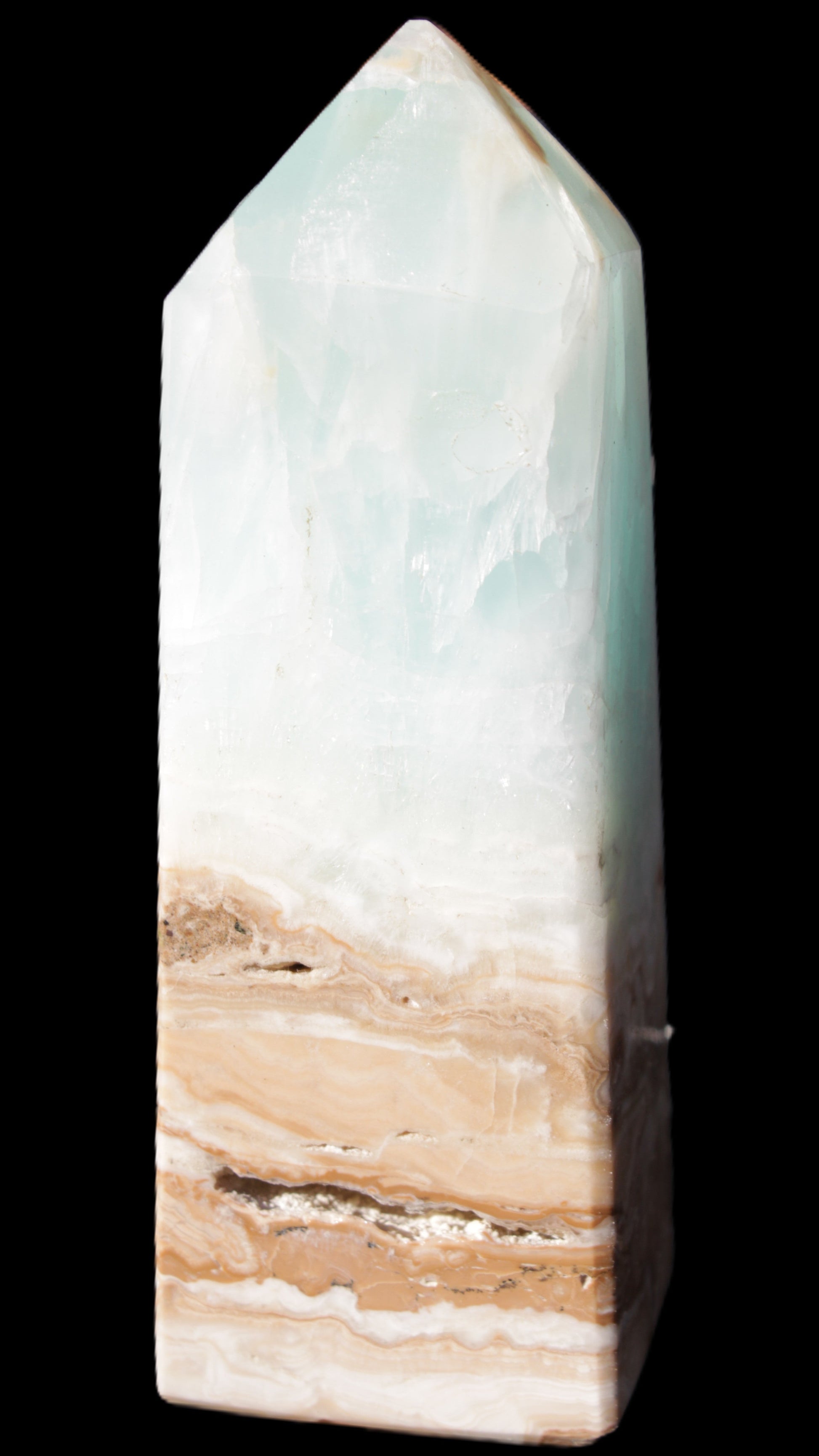 Blue Aragonite Caribbean Calcite obelisk 42*128mm 395g Rocks and Things