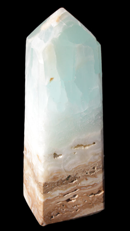 Blue Aragonite Caribbean Calcite obelisk 42*128mm 395g Rocks and Things