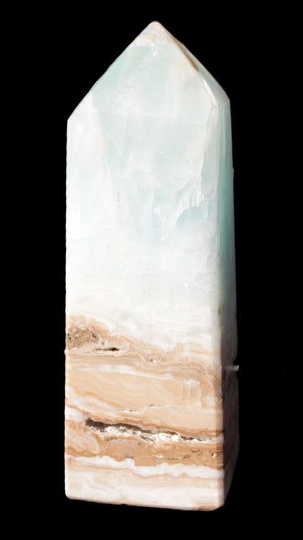 Blue Aragonite Caribbean Calcite obelisk 42*128mm 395g Rocks and Things