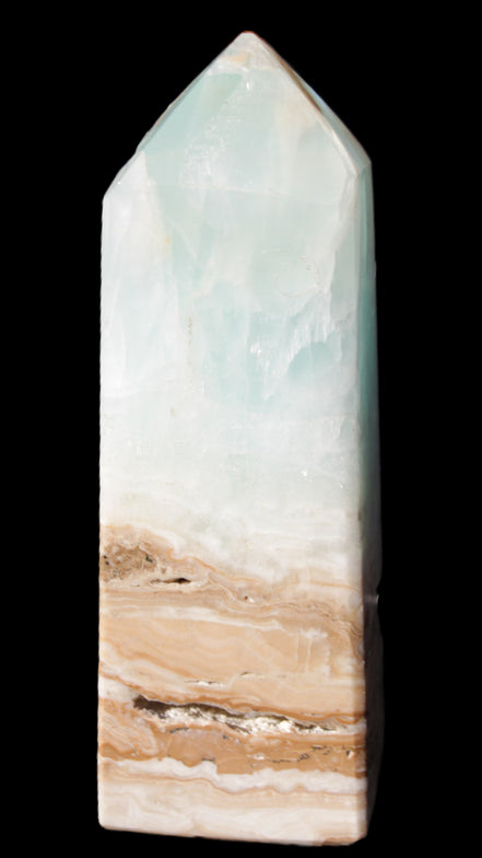 Blue Aragonite Caribbean Calcite obelisk 42*128mm 395g Rocks and Things