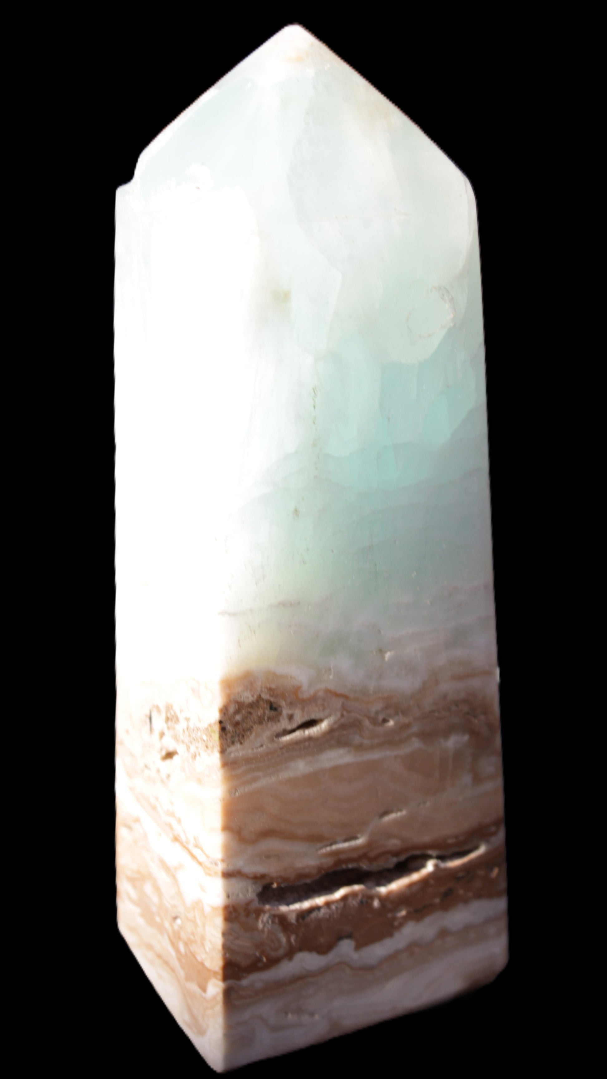 Blue Aragonite Caribbean Calcite obelisk 42*128mm 395g Rocks and Things