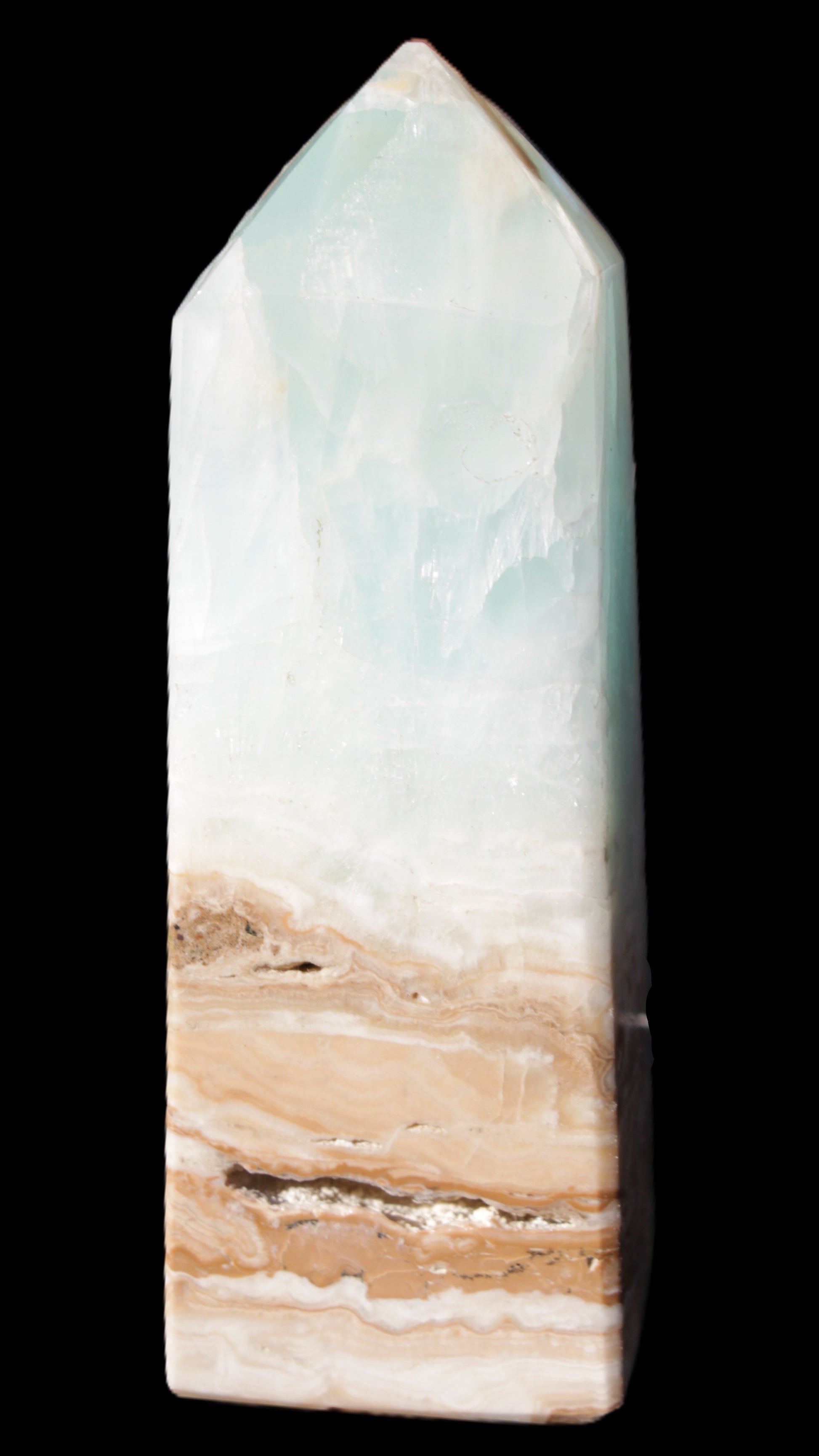 Blue Aragonite Caribbean Calcite obelisk 42*128mm 395g Rocks and Things
