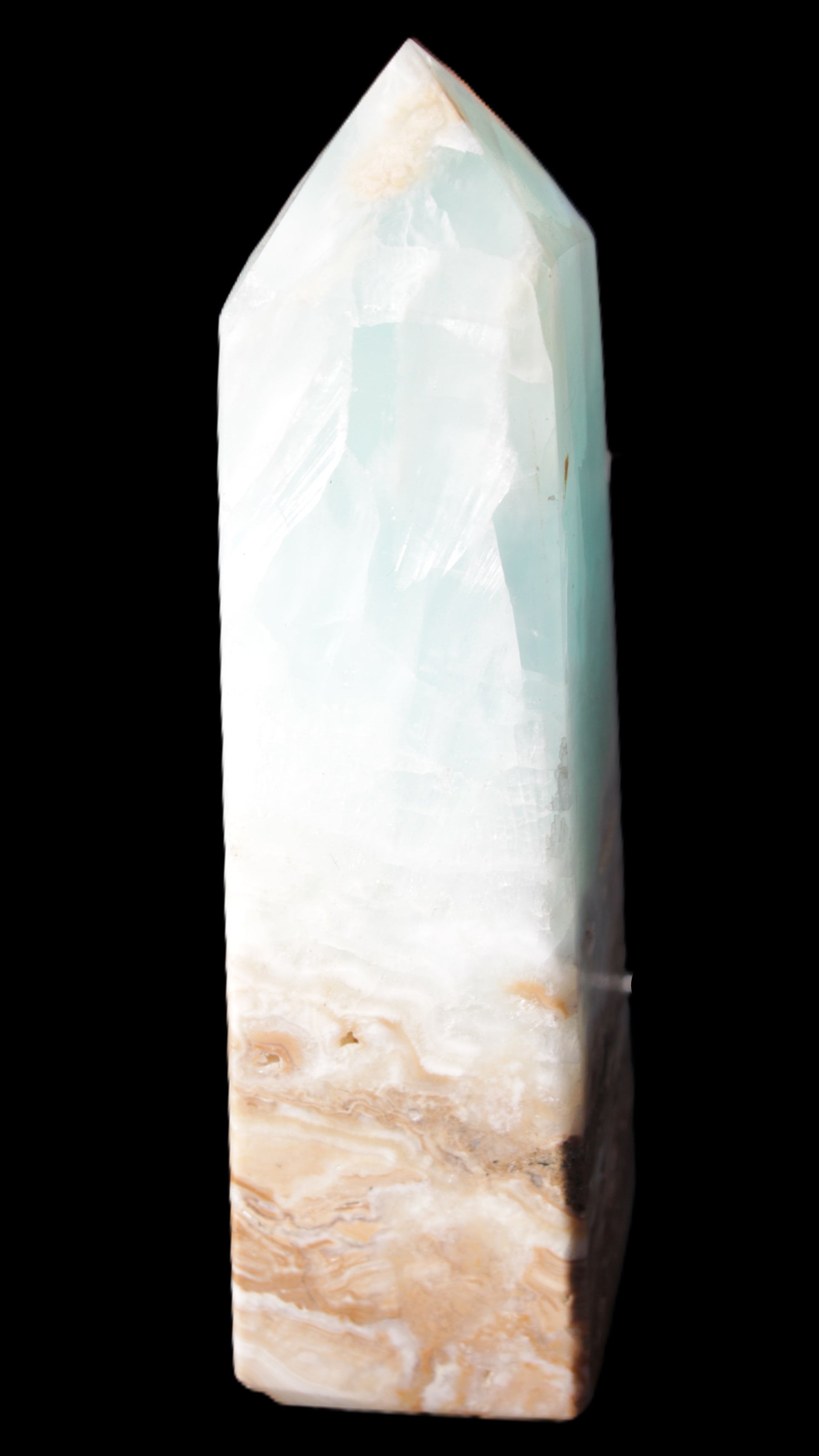Blue Aragonite Caribbean Calcite obelisk 42*128mm 395g Rocks and Things