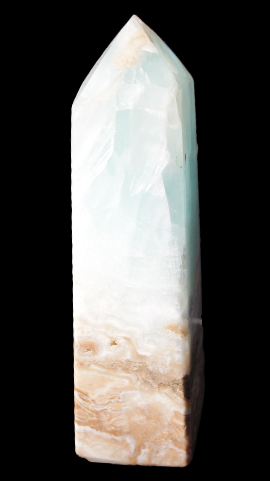 Blue Aragonite Caribbean Calcite obelisk 42*128mm 395g Rocks and Things