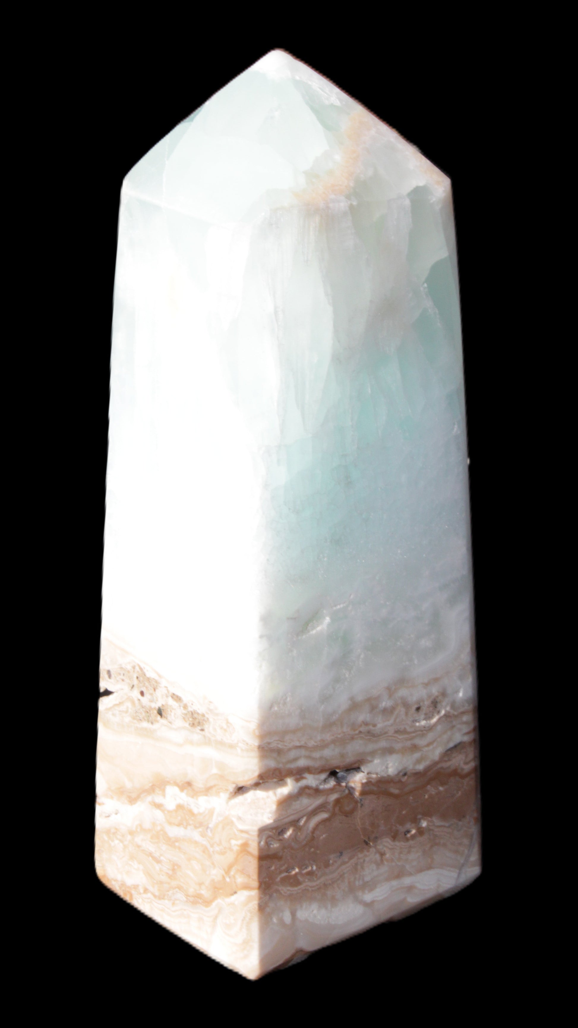 Caribbean Calcite Blue Aragonite obelisk 43*112mm 347g Rocks and Things Store