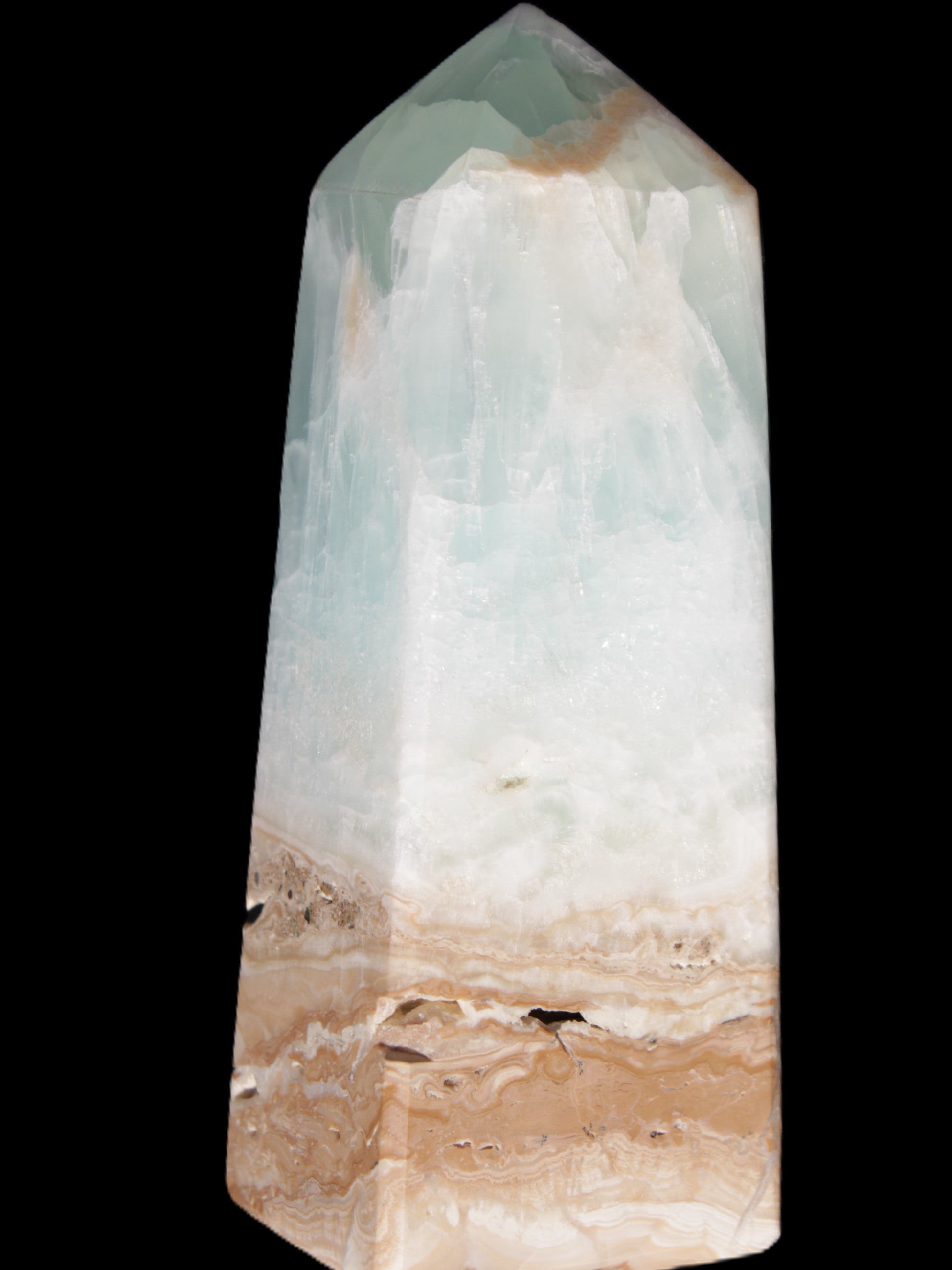 Caribbean Calcite Blue Aragonite obelisk 43*112mm 347g Rocks and Things Store