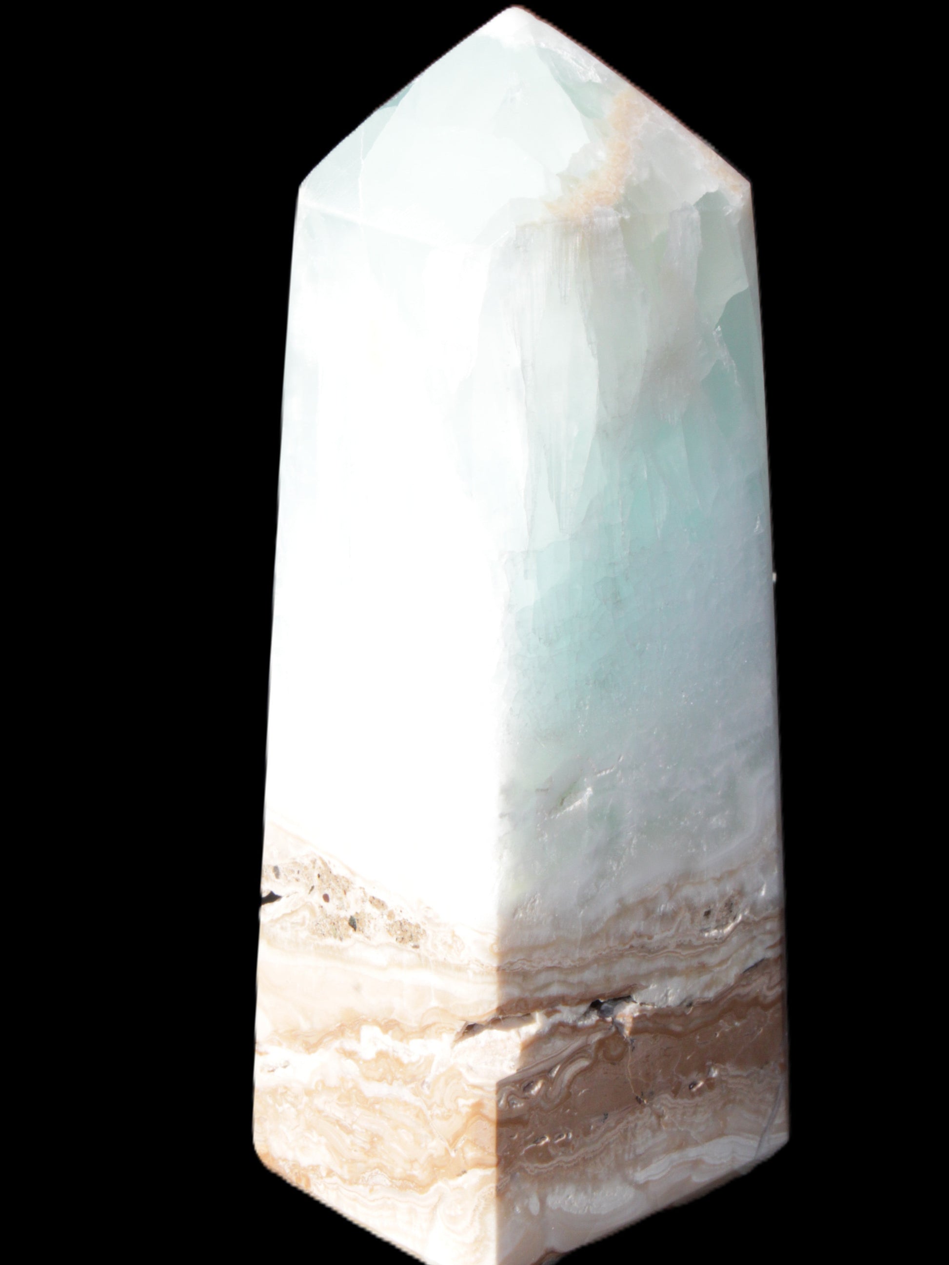Caribbean Calcite Blue Aragonite obelisk 43*112mm 347g Rocks and Things Store