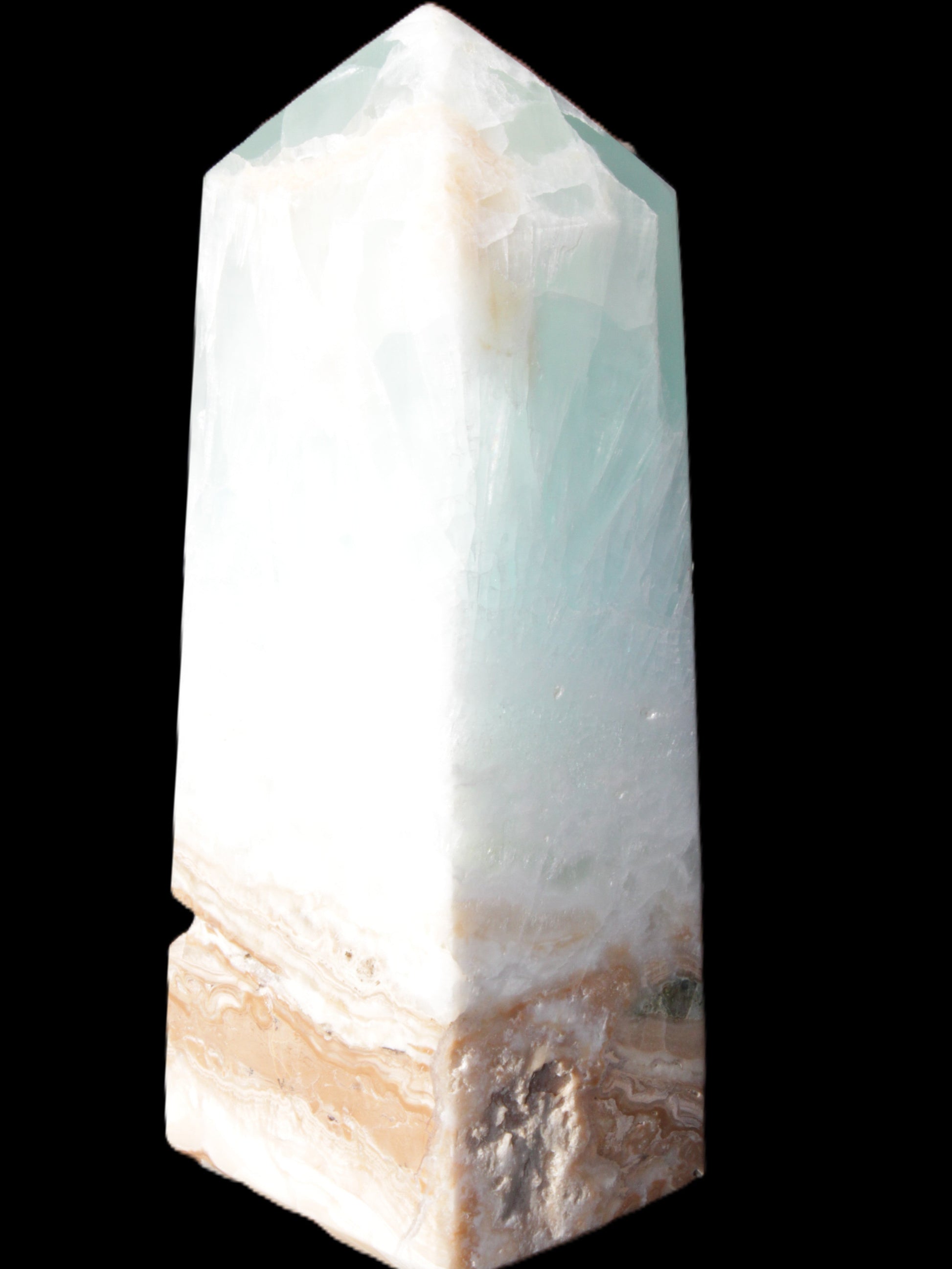 Caribbean Calcite Blue Aragonite obelisk 43*112mm 347g Rocks and Things Store