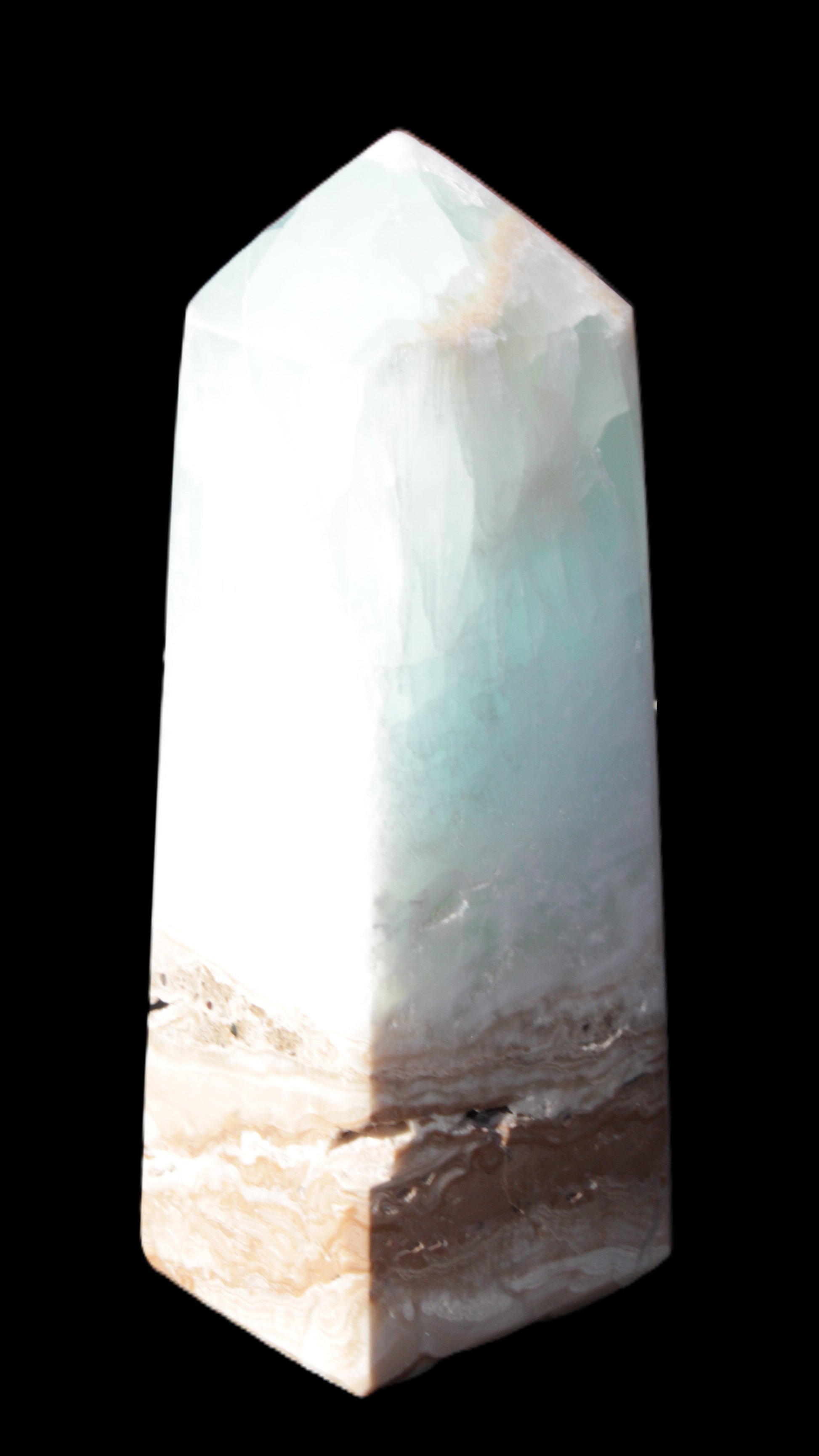 Caribbean Calcite Blue Aragonite obelisk 43*112mm 347g Rocks and Things Store