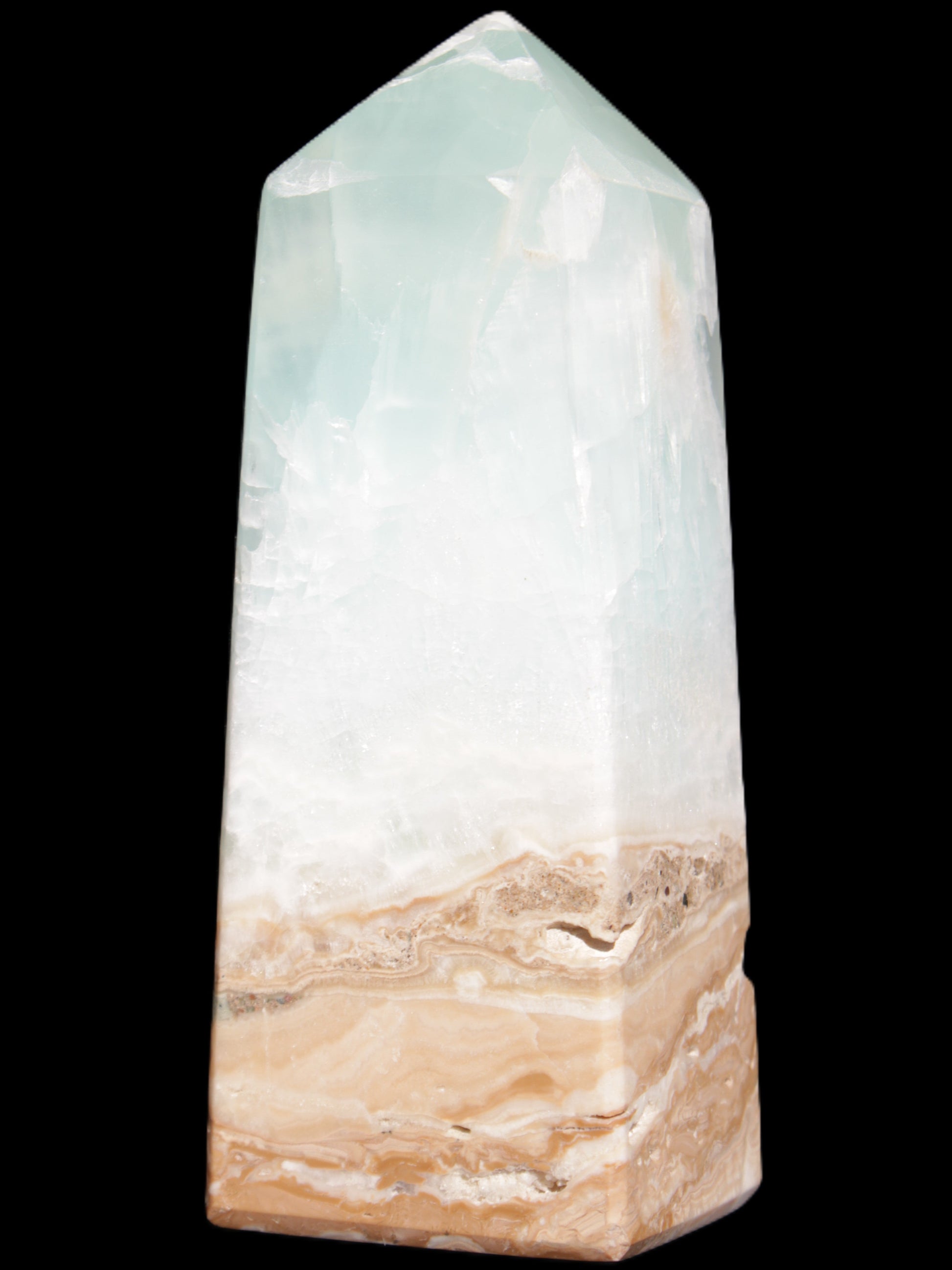 Caribbean Calcite Blue Aragonite obelisk 43*112mm 347g Rocks and Things Store